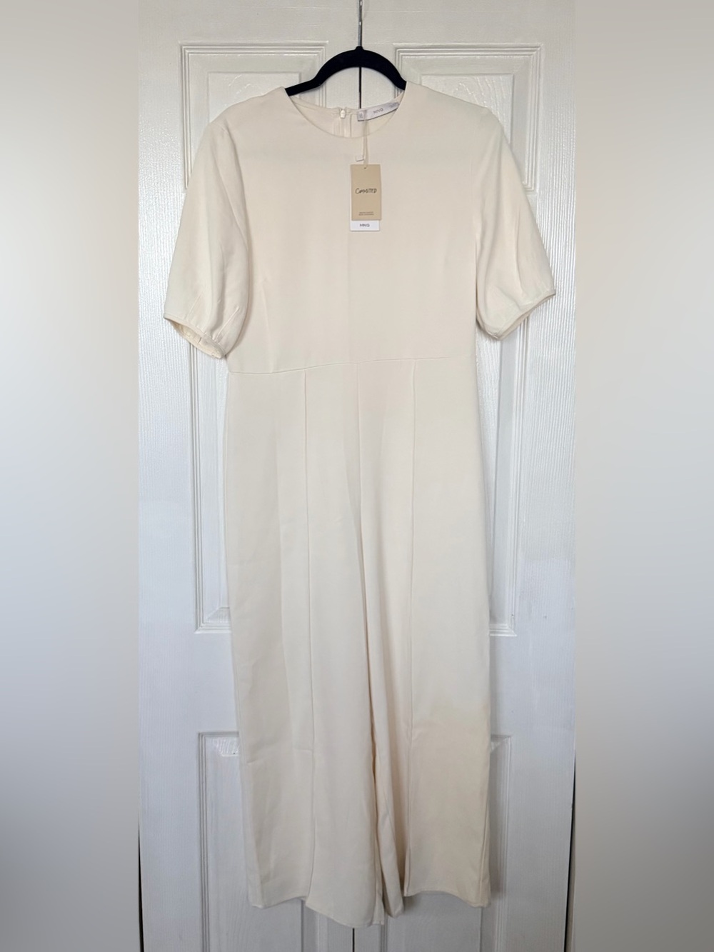 MANGO NWT Cream Pleated Wide Leg Jumpsuit M